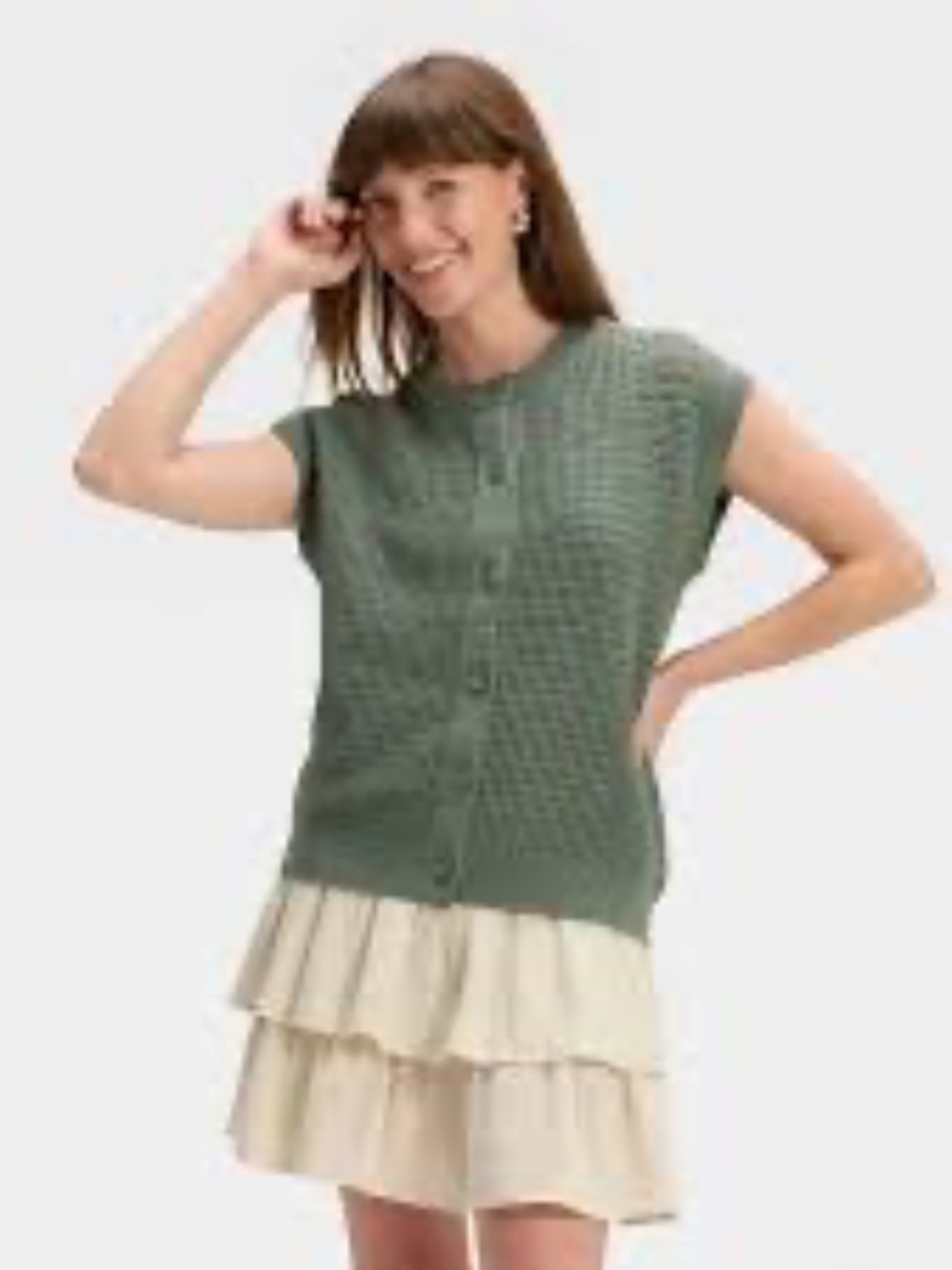 Target Universal Thread Pointelle Sweater Vest Green Large